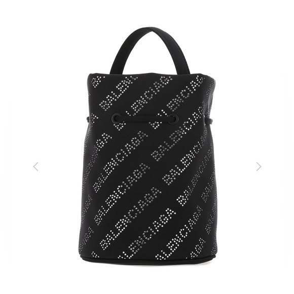 NEW Balenciaga Wheel XS Drawstring Bucket Bag, Black/Crystal $1,390 Sold Out - Picture 7 of 16